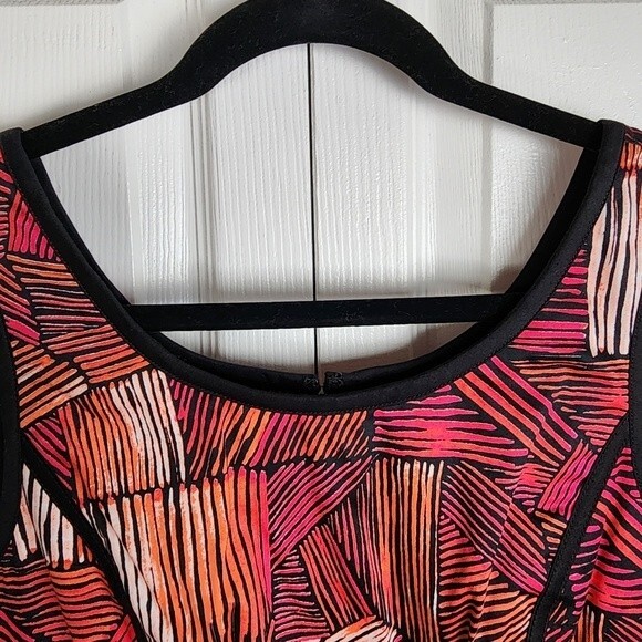 Calvin Klein Sheath Dress Cocktail Pencil Pink Orange Red Abstract Size 8 - Picture 14 of 16